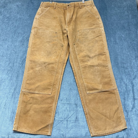 VTG USA Made Double Knee Carhartt Pants Mens 38x30 Brown Straight Leg - Picture 7 of 16